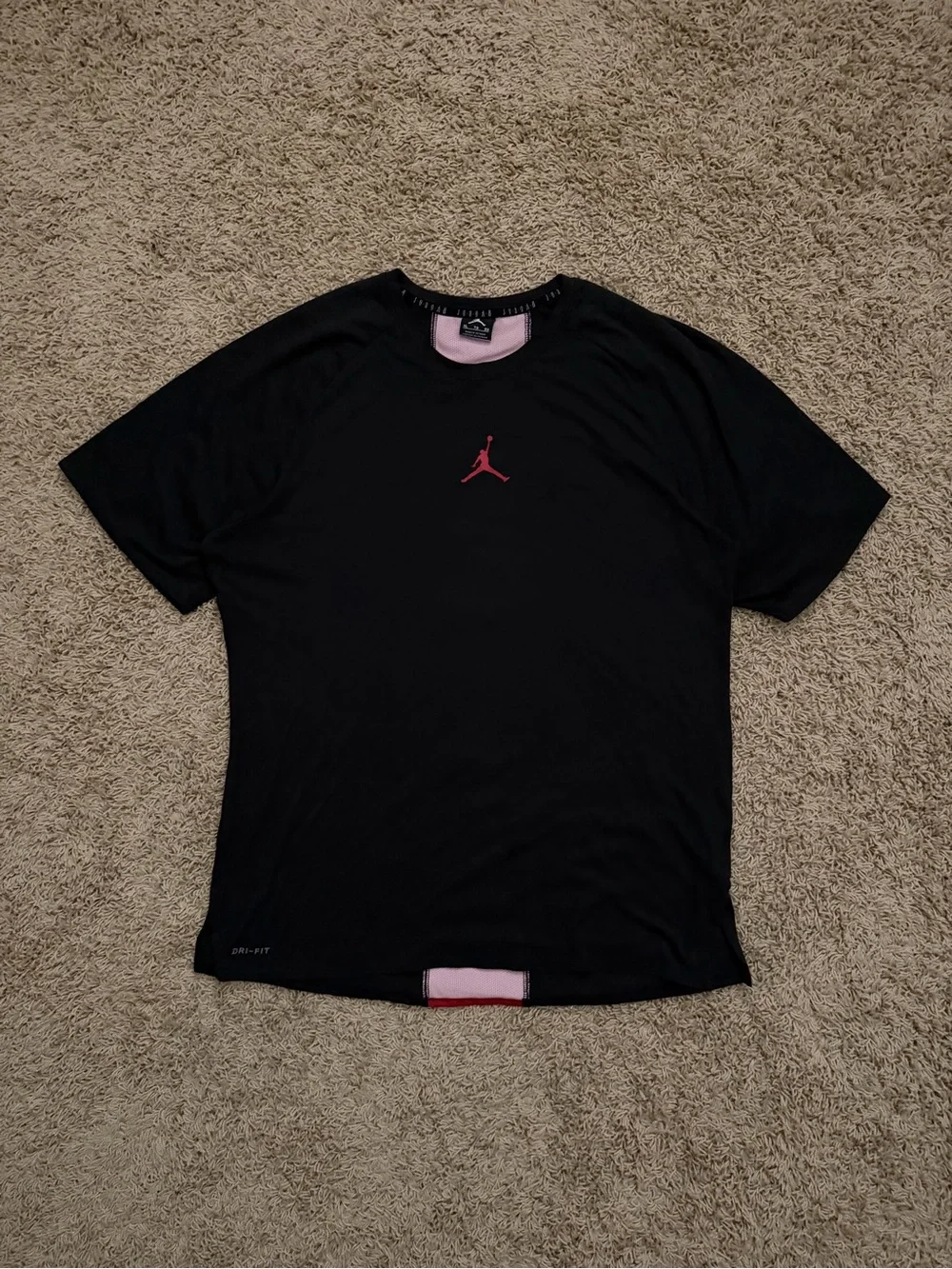 Vintage Y2K Jordan Dri Fit Center Logo Black T Shirt Men’s’ Size XL Double Sided